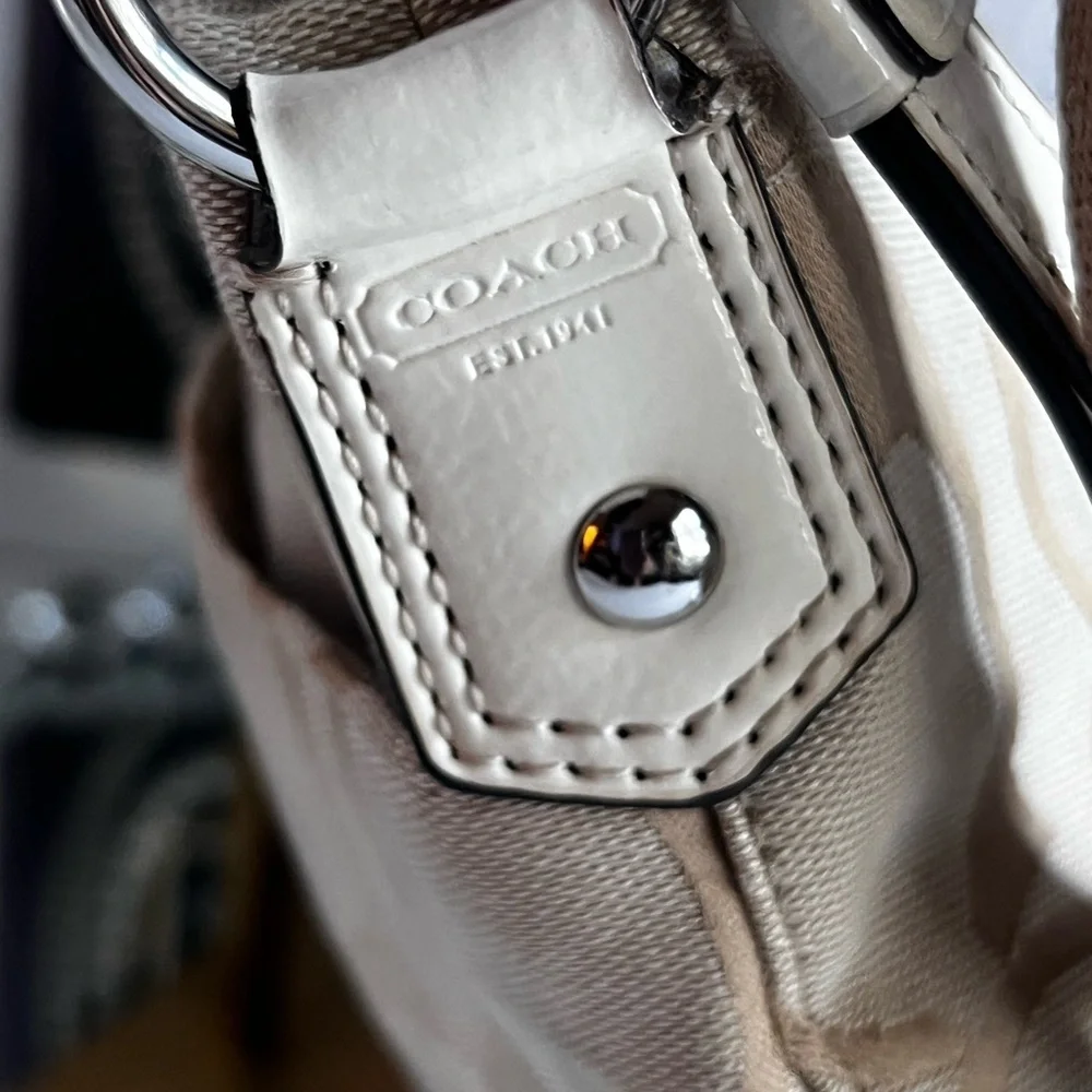 Coach Beige and Cream  monogram Women's crossbody Bag